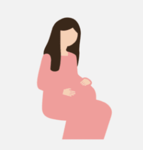 早産などの危険のある妊婦を表すイラスト画像